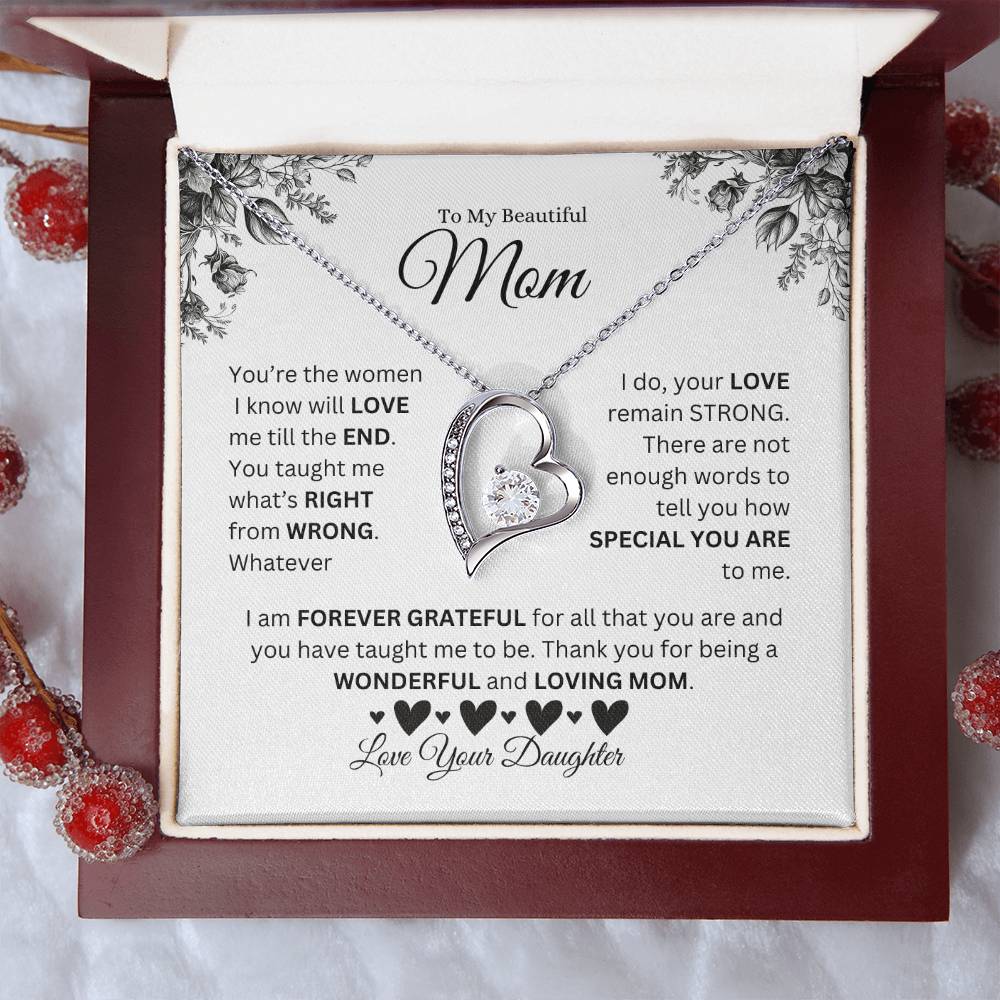 To My Beautiful Mom - Love Your Daughter - Forever Love Necklace