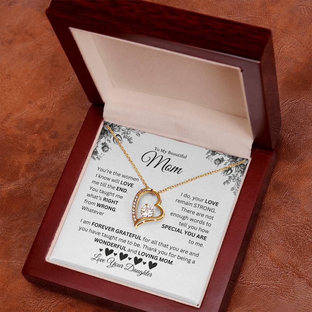 To My Beautiful Mom - Love Your Daughter - Forever Love Necklace