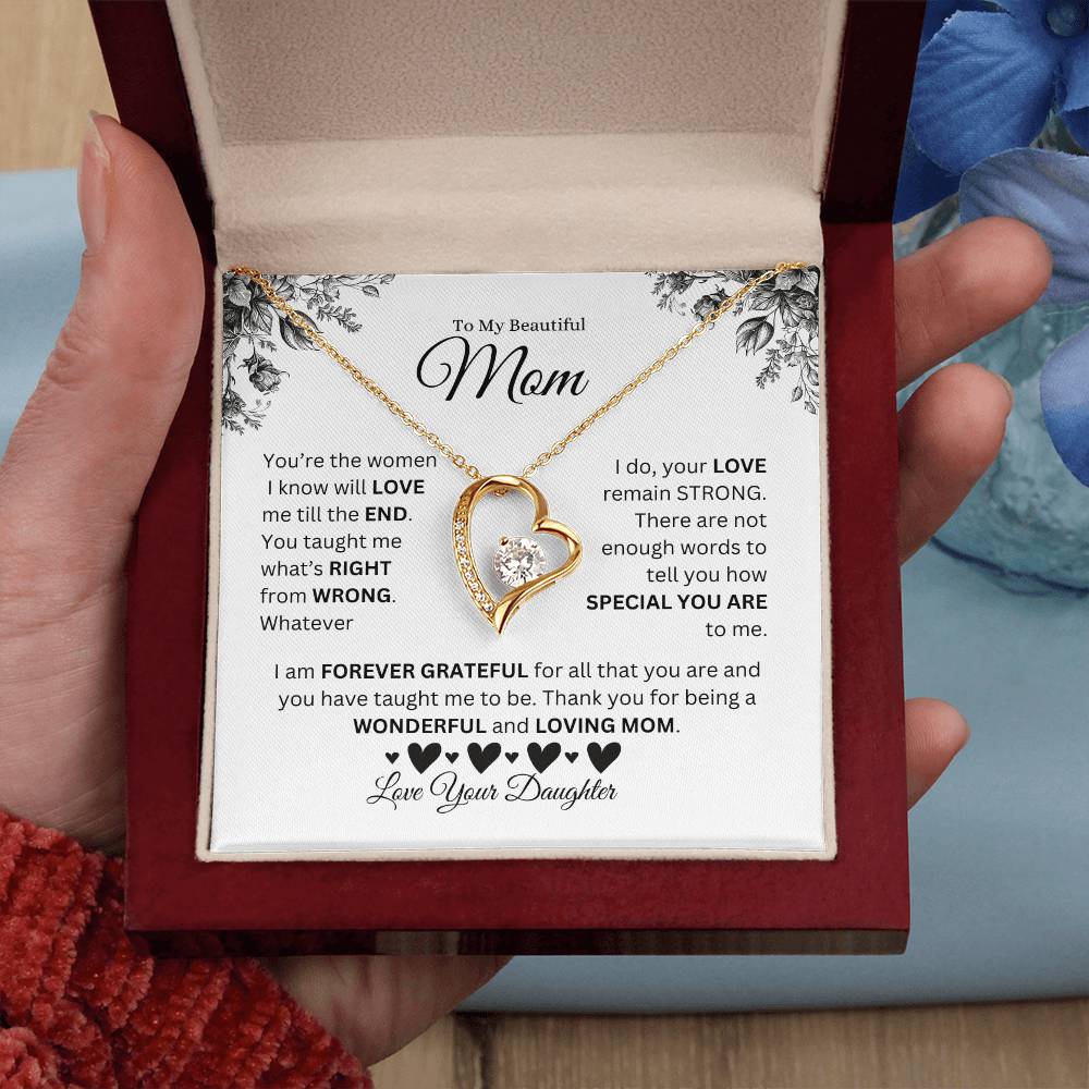 To My Beautiful Mom - Love Your Daughter - Forever Love Necklace