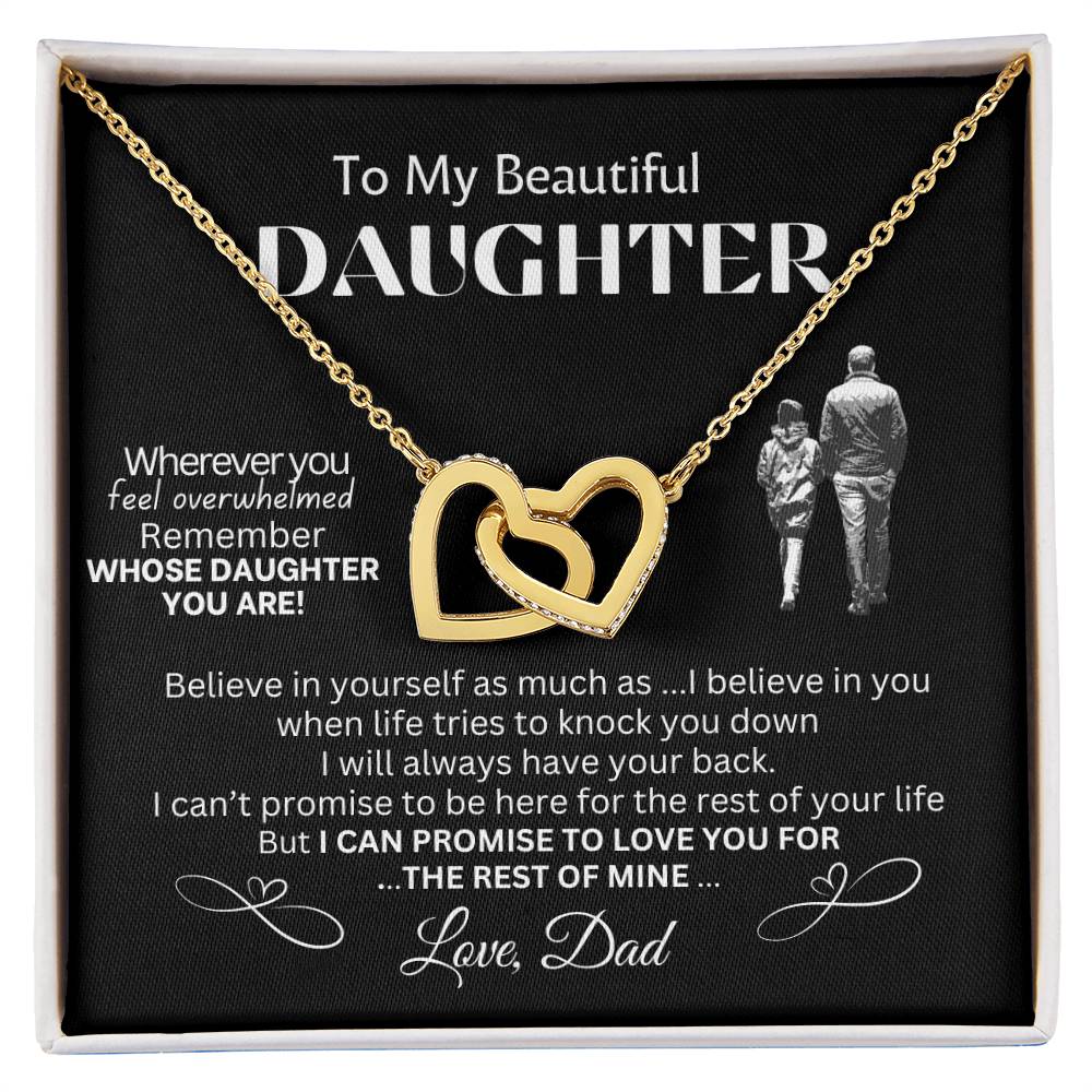 To My Beautiful Daughter - Love Dad - Interlocking Hearts Necklace