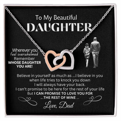 To My Beautiful Daughter - Love Dad - Interlocking Hearts Necklace