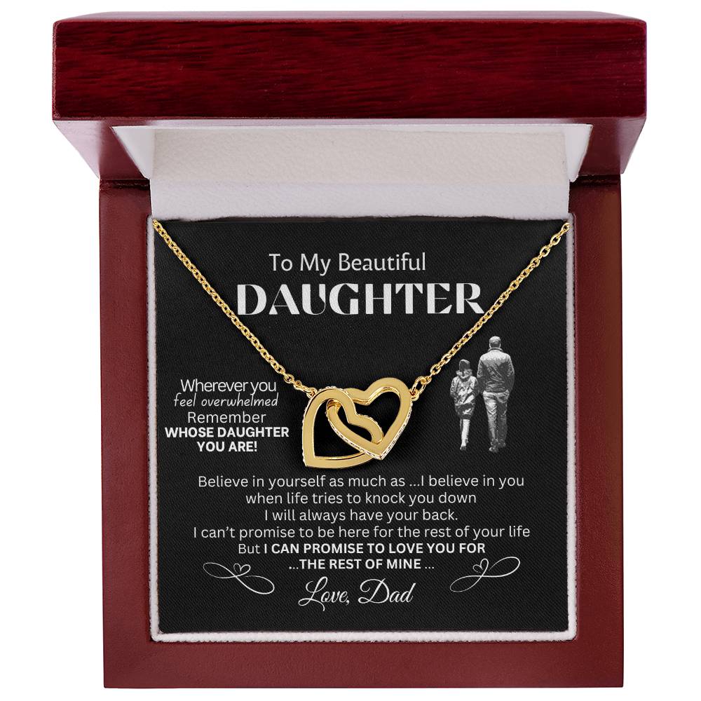 To My Beautiful Daughter - Love Dad - Interlocking Hearts Necklace