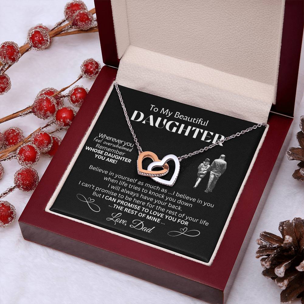 To My Beautiful Daughter - Love Dad - Interlocking Hearts Necklace