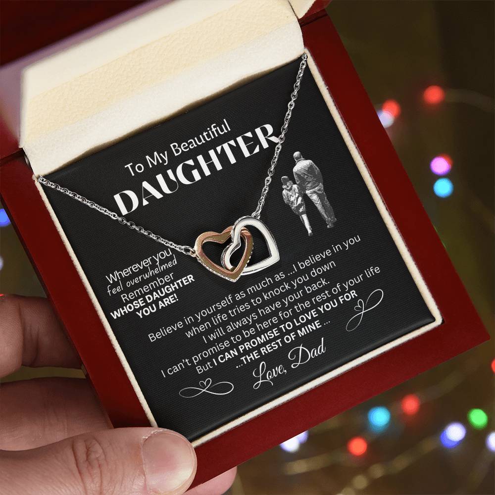 To My Beautiful Daughter - Love Dad - Interlocking Hearts Necklace