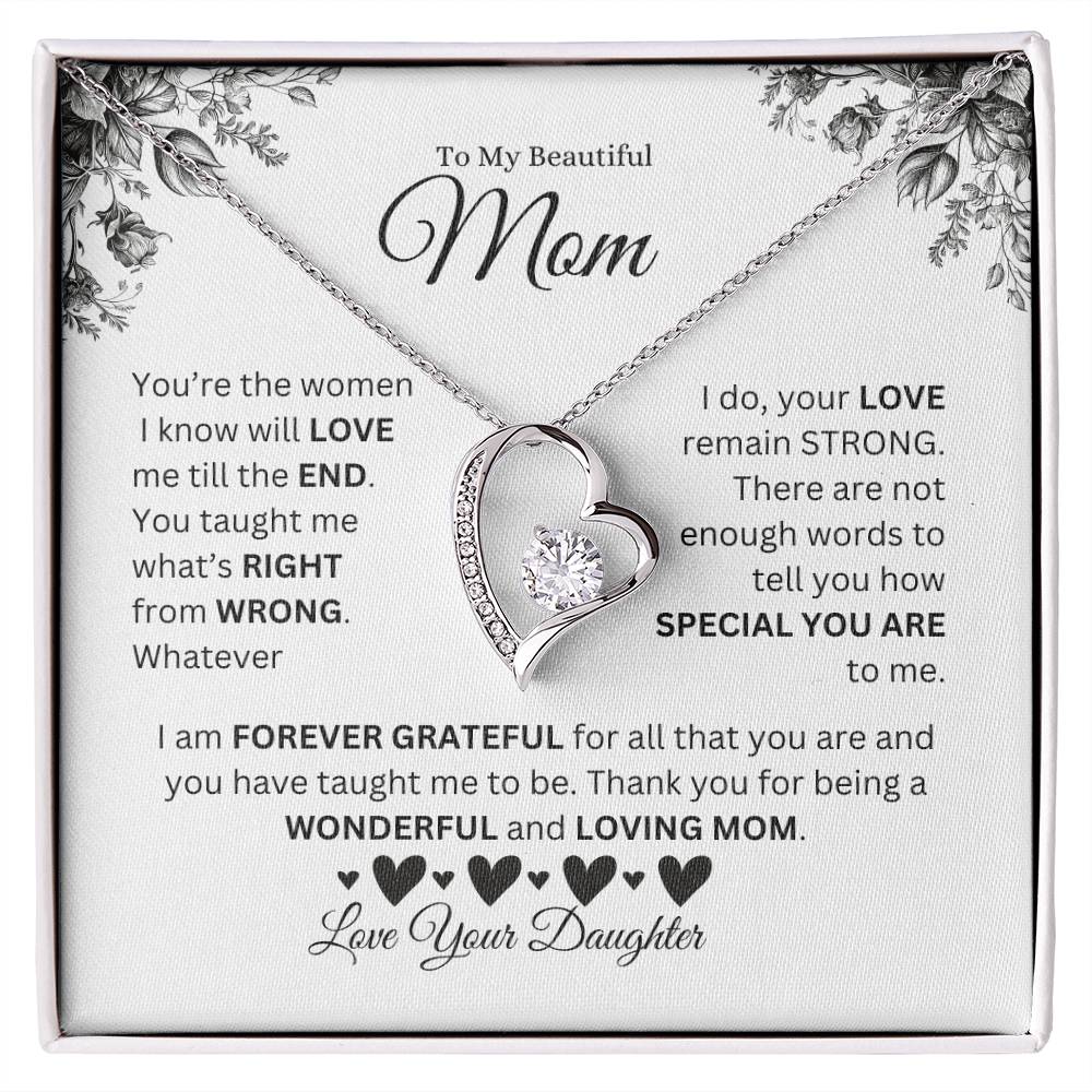 To My Beautiful Mom - Love Your Daughter - Forever Love Necklace