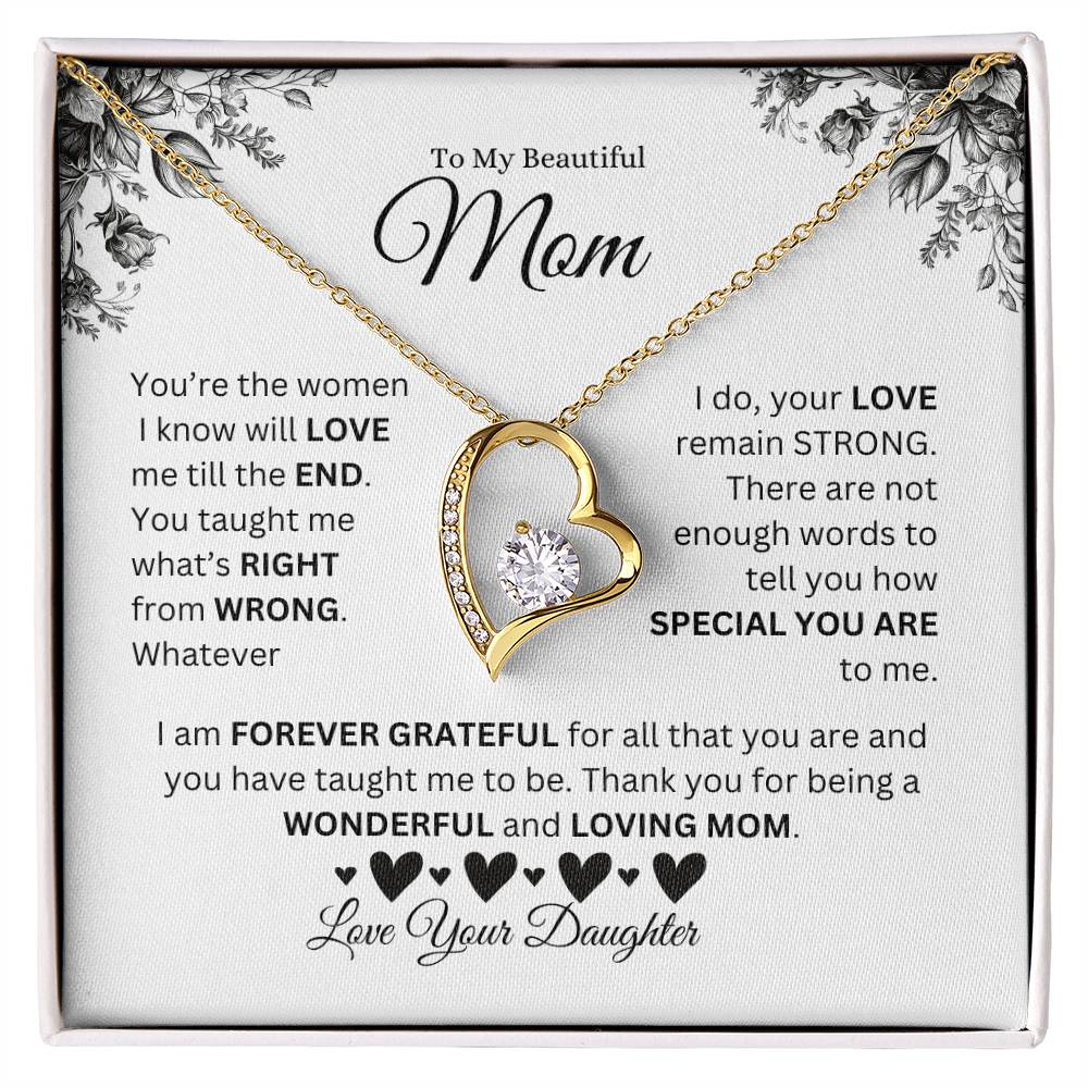 To My Beautiful Mom - Love Your Daughter - Forever Love Necklace