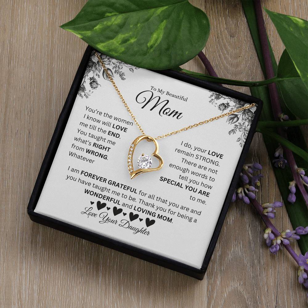 To My Beautiful Mom - Love Your Daughter - Forever Love Necklace