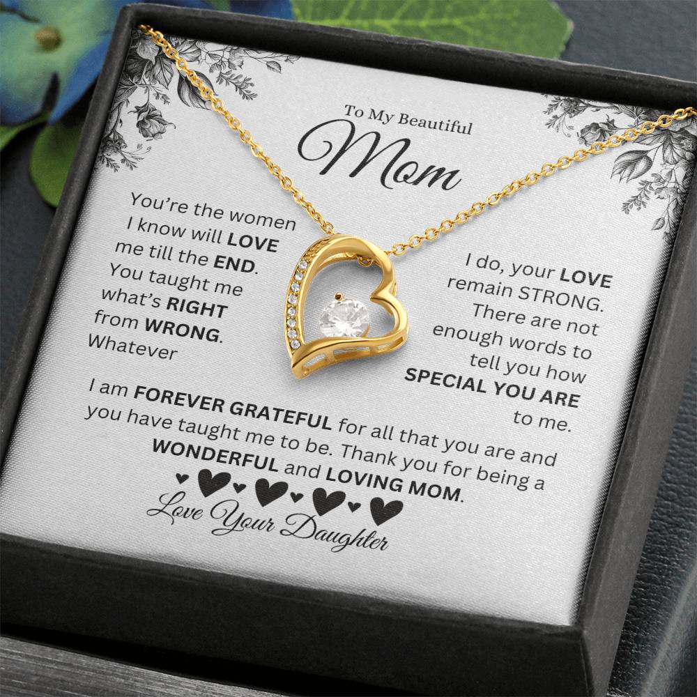 To My Beautiful Mom - Love Your Daughter - Forever Love Necklace